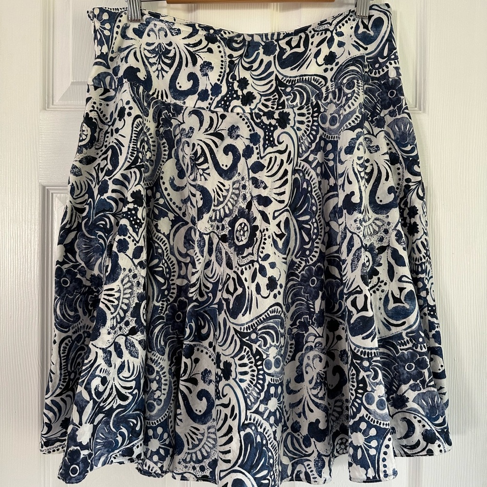 Lauren Ralph Lauren Blue and White Floral Circle Skirt (with pockets!)